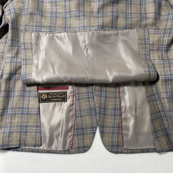 TailoRed Loro Piana Blazer Mens Sz 44R Plaid 2 Button Silk Wool Linen Blend - Picture 5 of 16